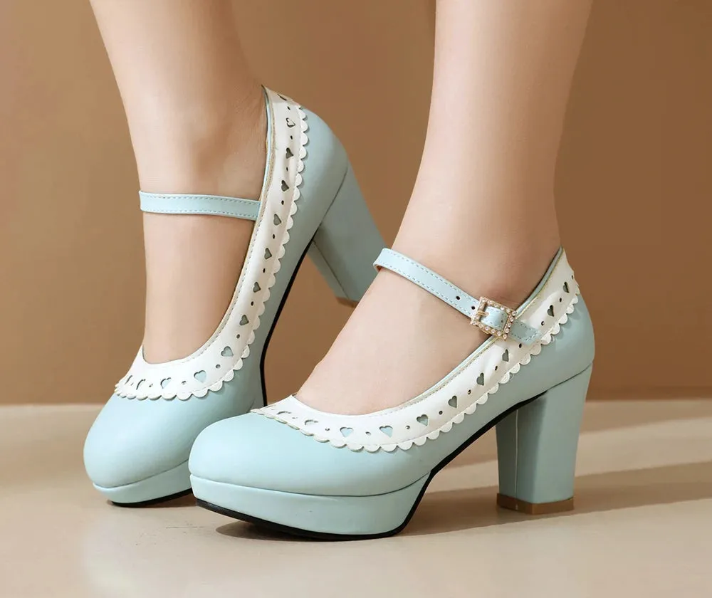 1950s Style Mary Jane Platform Pumps