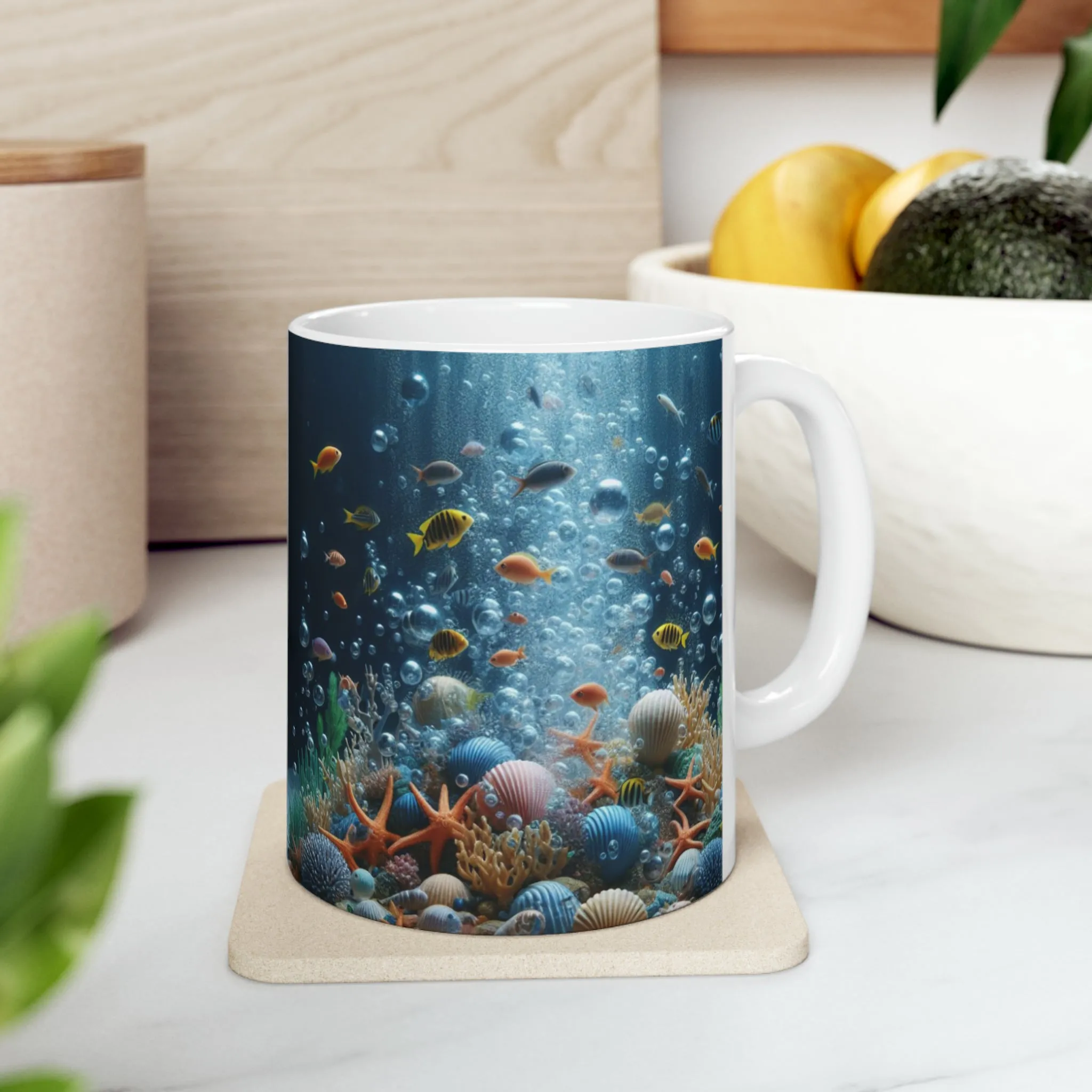 3D fish Ceramic Mug, 11oz