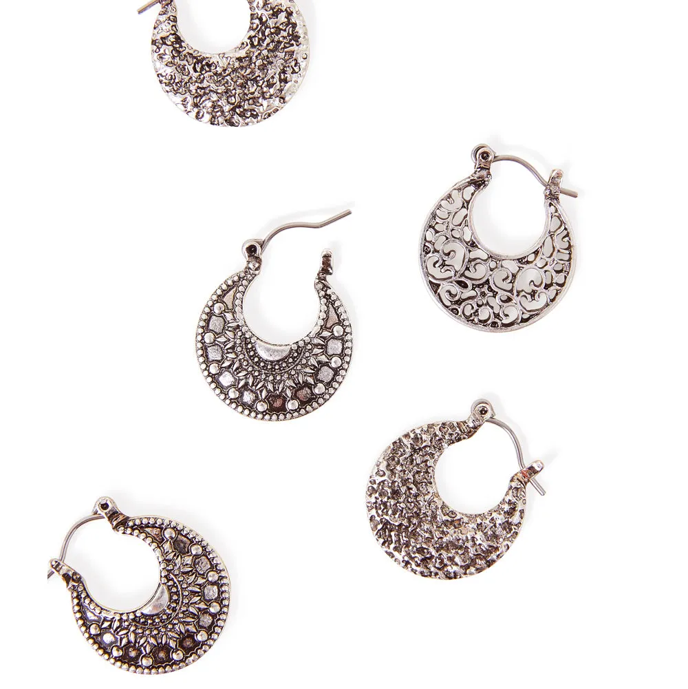 Accessorize London Women's Filigree Hoops Earrings set of 3