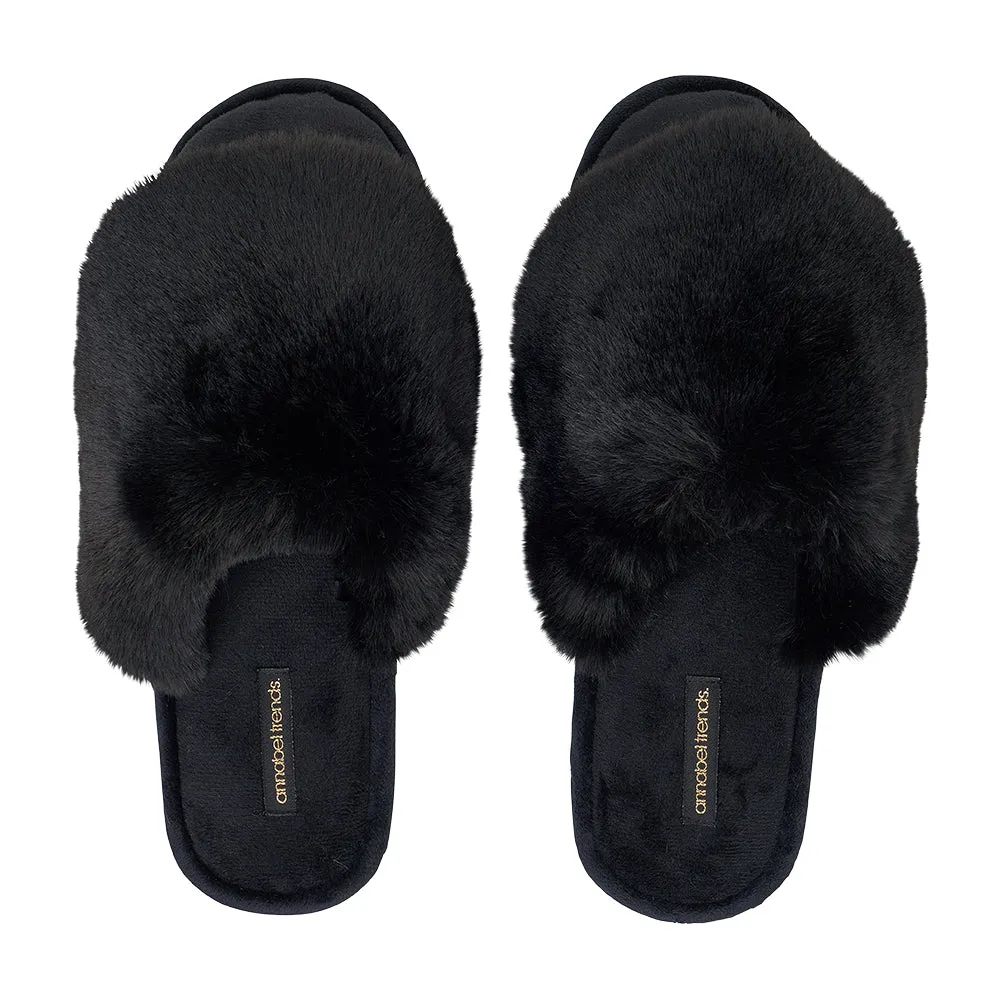 Annabel Trends Cosy Luxe Slippers – Black - Medium/Large