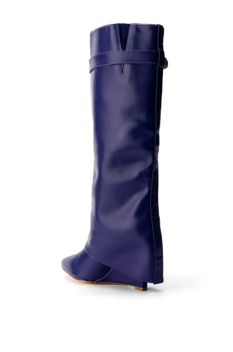 AZALEA WANG MELINA FOLD OVER WEDGE BOOT IN PURPLE