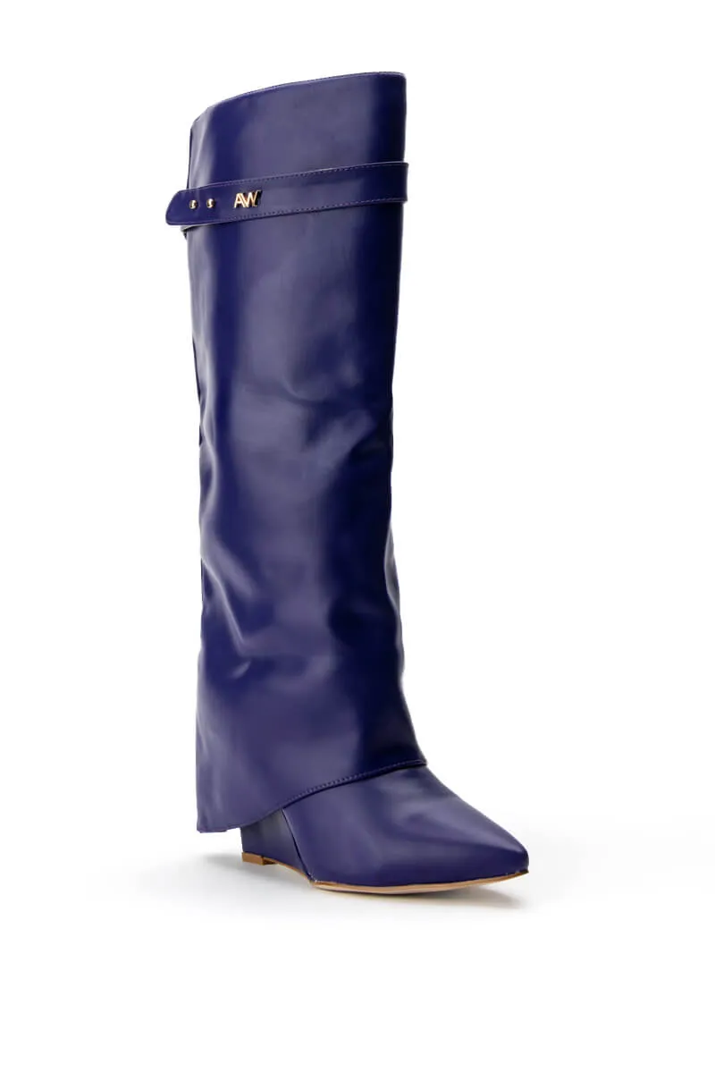 AZALEA WANG MELINA FOLD OVER WEDGE BOOT IN PURPLE