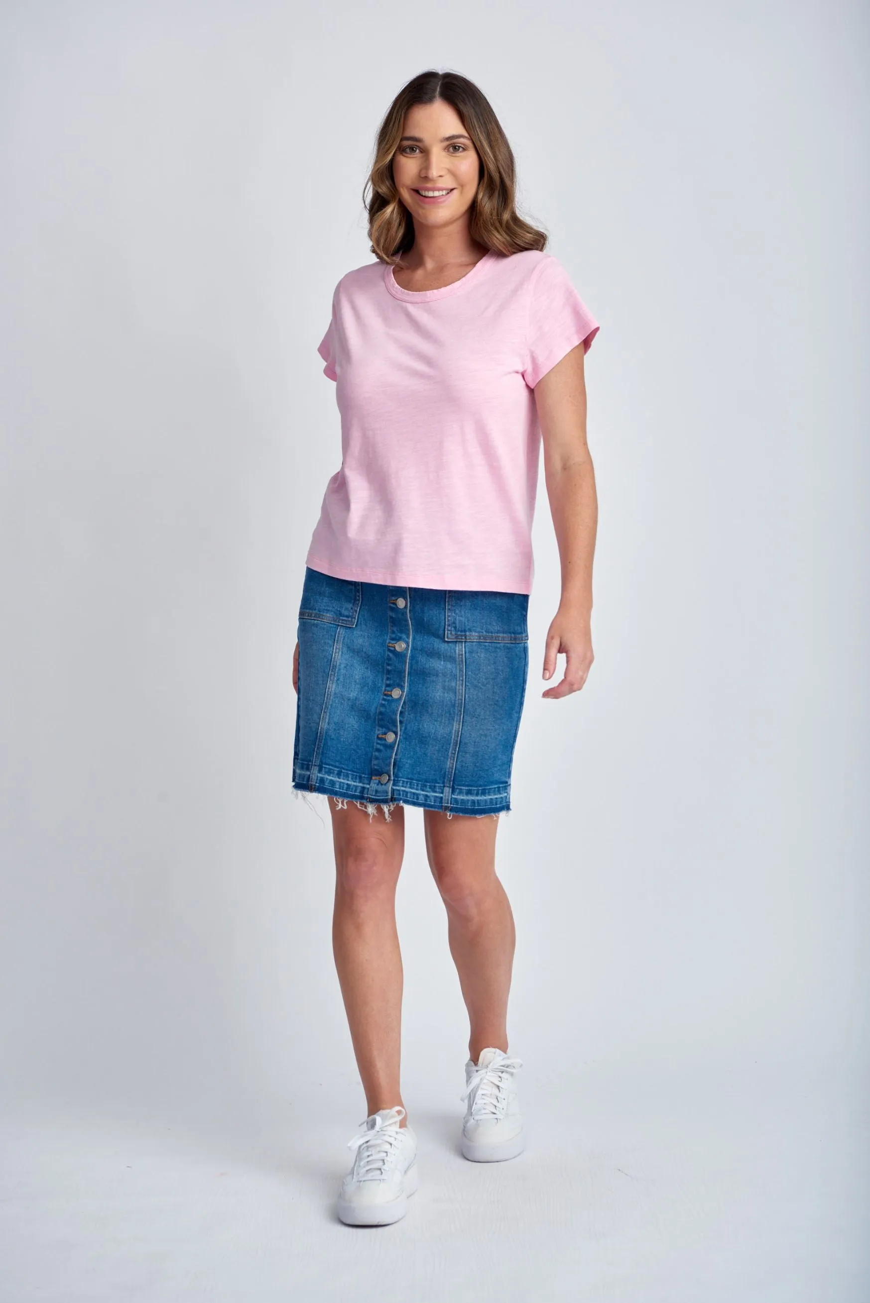 Basic Cotton Crew Neck Tee Lolly Pink