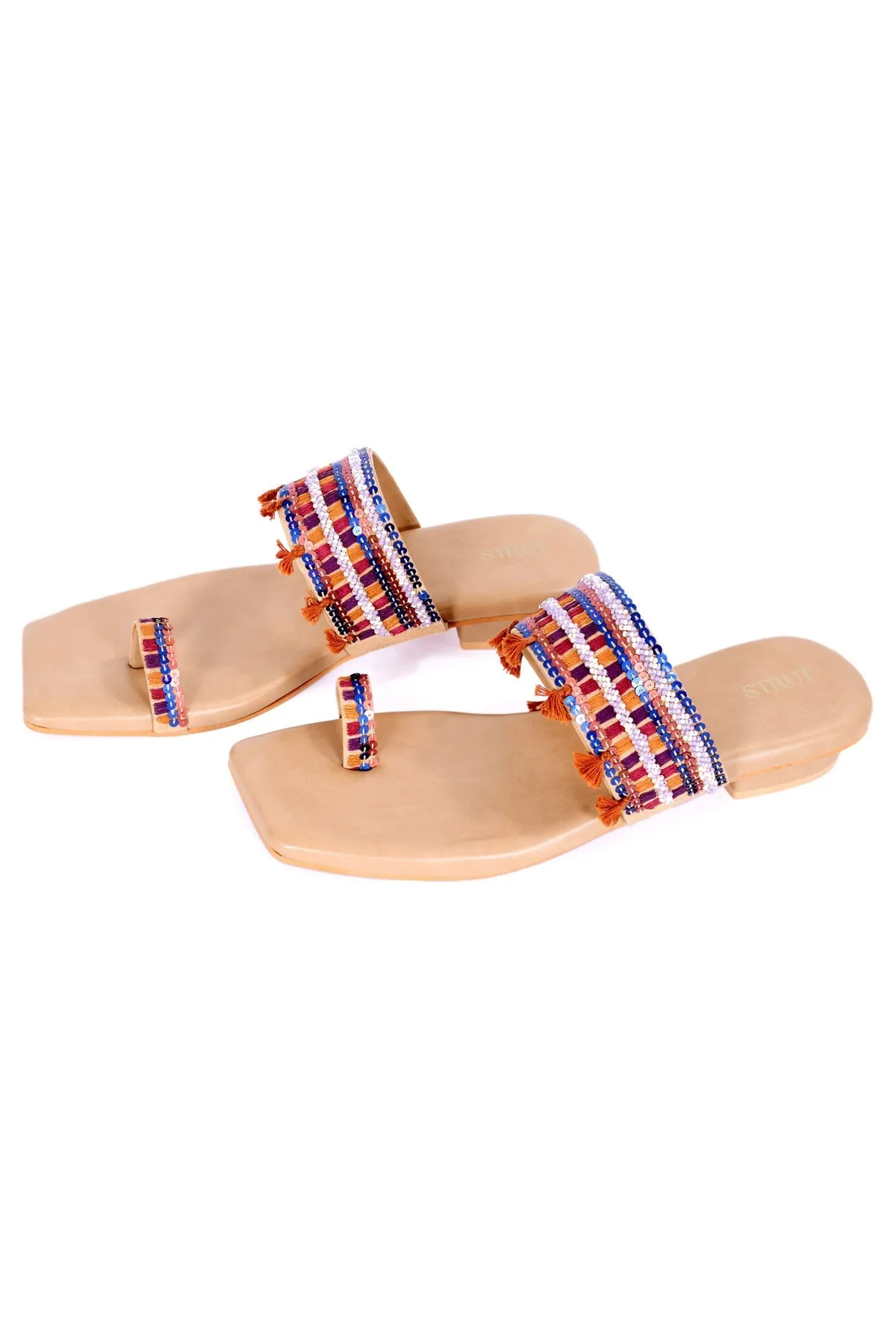 Beige Handwork Kolhapuri Chappal