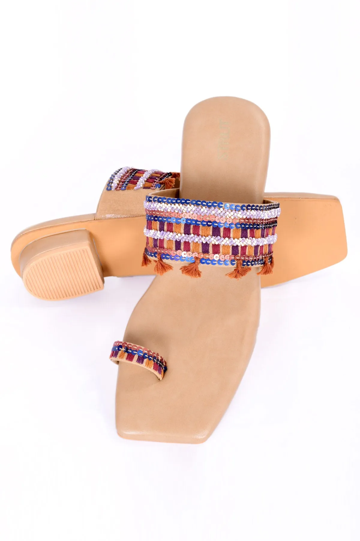 Beige Handwork Kolhapuri Chappal