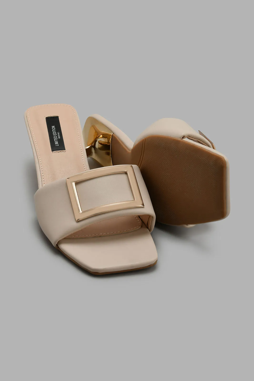 Beige Plain Mule