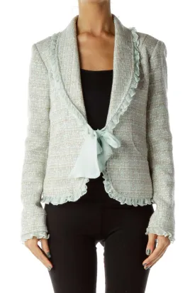 Beige Tweed Blazer w/ Frills