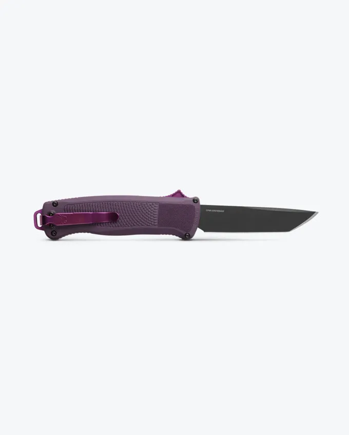 Benchmade Shootout 5370GY-06 OTF Automatic 3.5" CPM-CruWear Gray PVD Tanto Blade Dark Purple Grivory