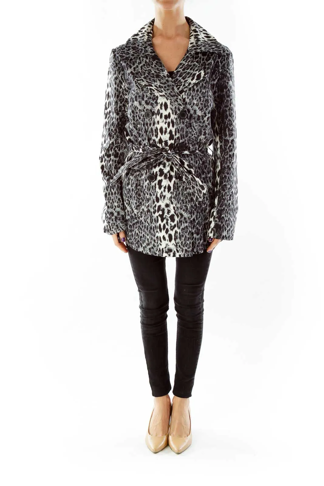 Black Beige Animal Print Coat