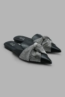 Black Knot Diamante Mule