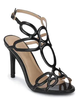 Black PU Strappy Stilettos