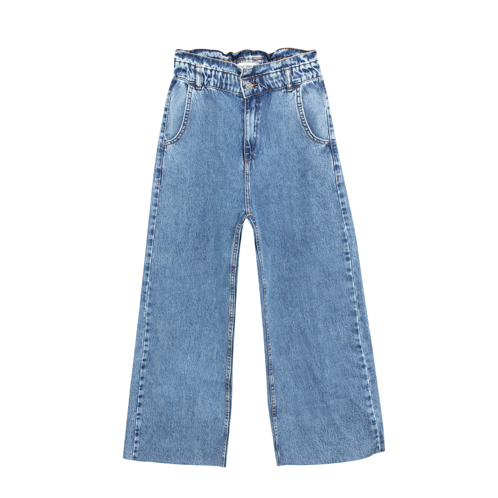 Blue Flared Scrunch Waist Jeans