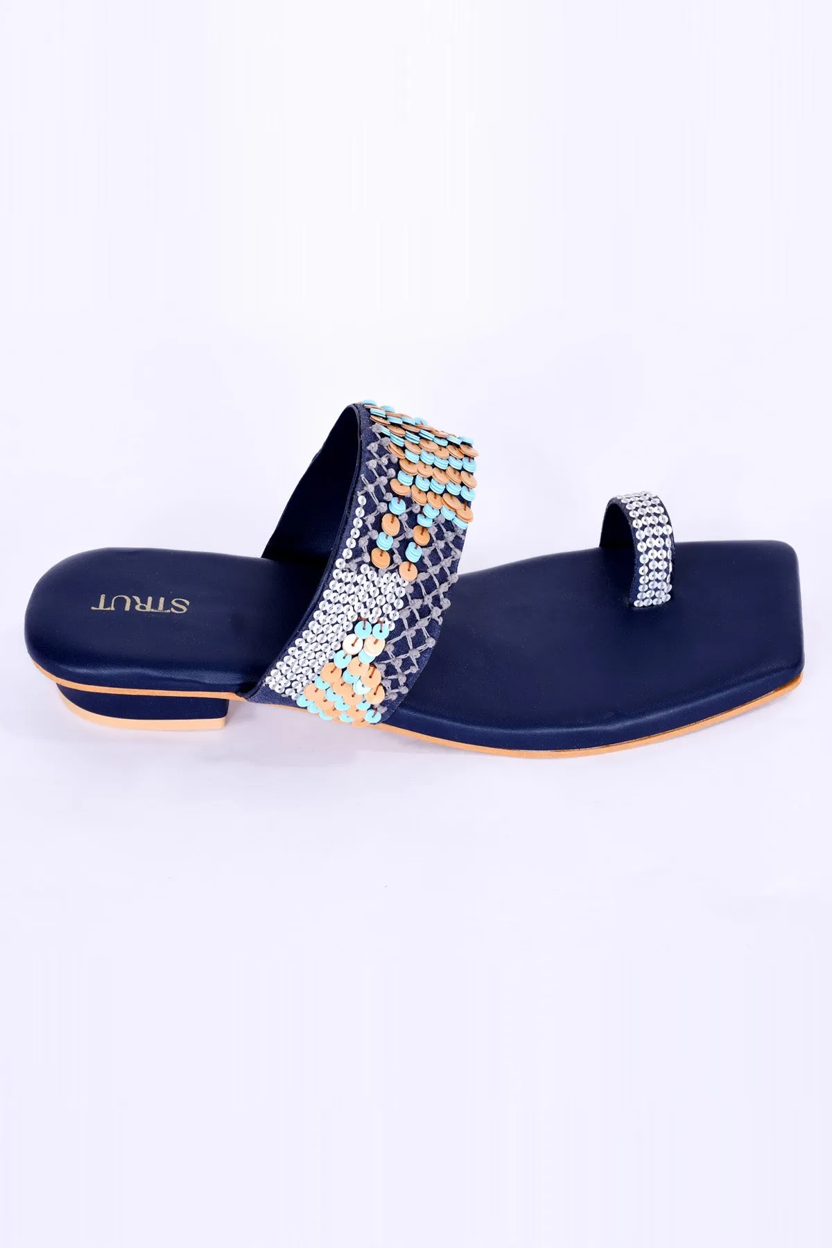 Blue Handwork Kolhapuri Chappal