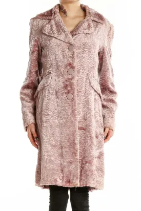 Blush Textured Faux Fur Long Coat