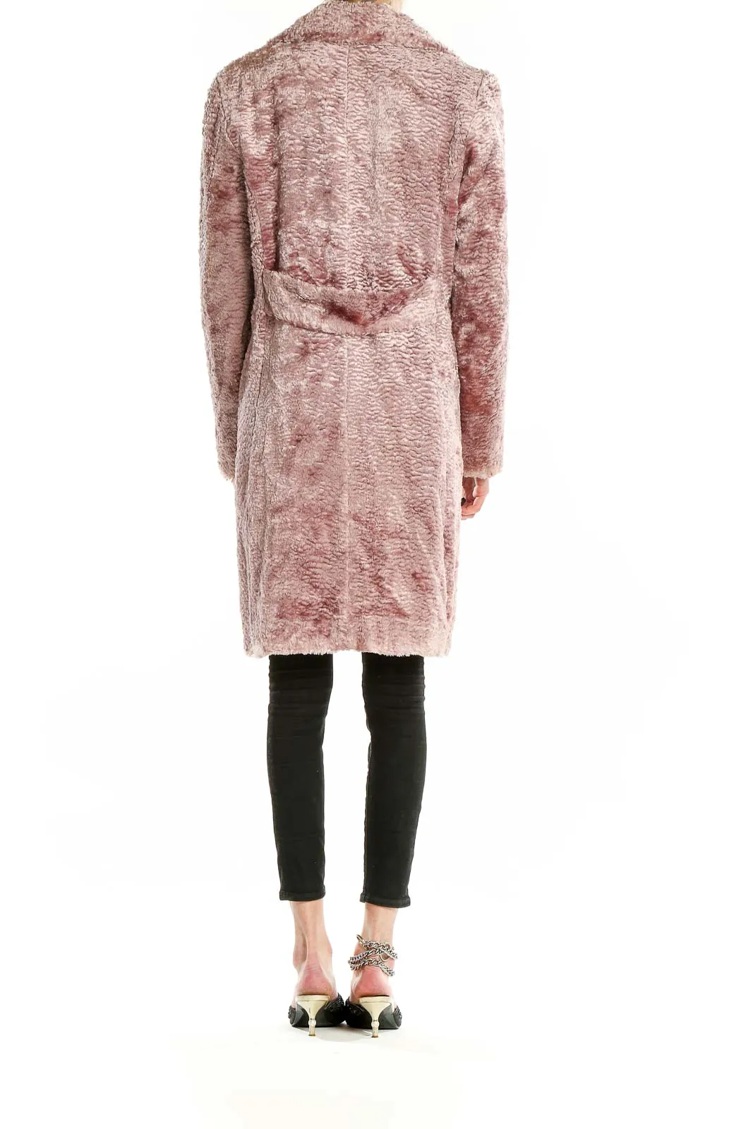 Blush Textured Faux Fur Long Coat