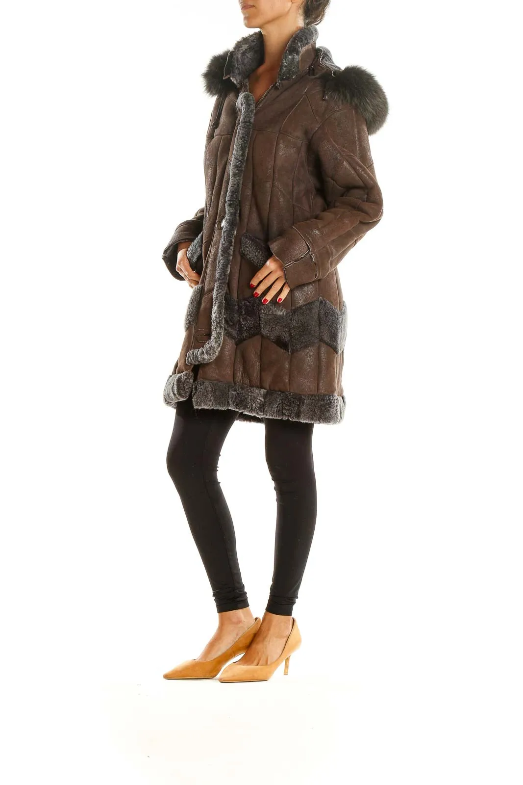 Brown Fur Retro Coat