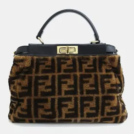 Brown Shearling Peekaboo Regular Handbag