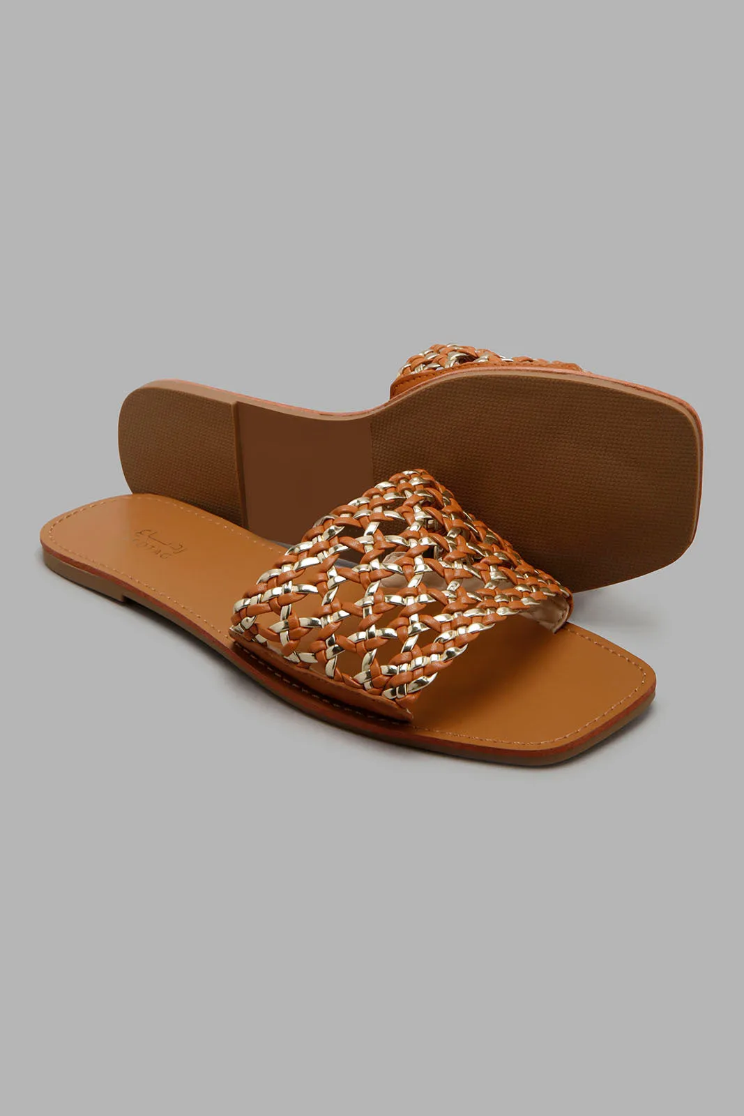 Brown Woven Mule