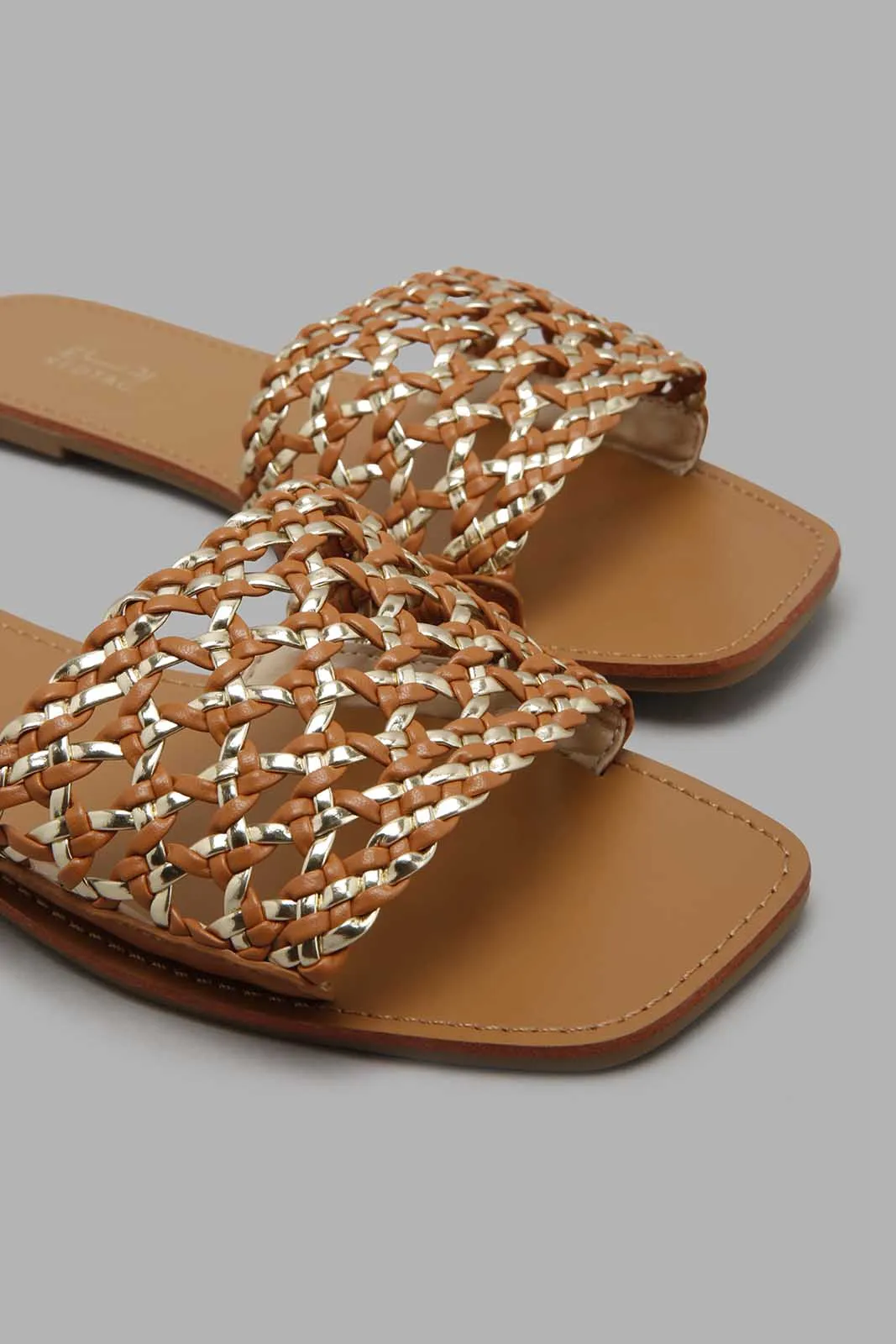 Brown Woven Mule