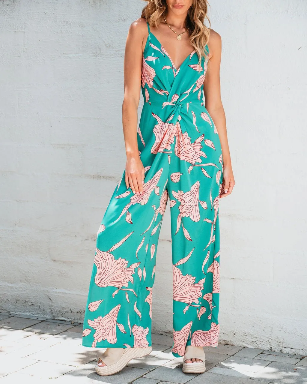 Caribbean Green Floral Print Jumpsuit - FINAL SALE