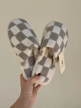 Checkered Slippers  - Grey