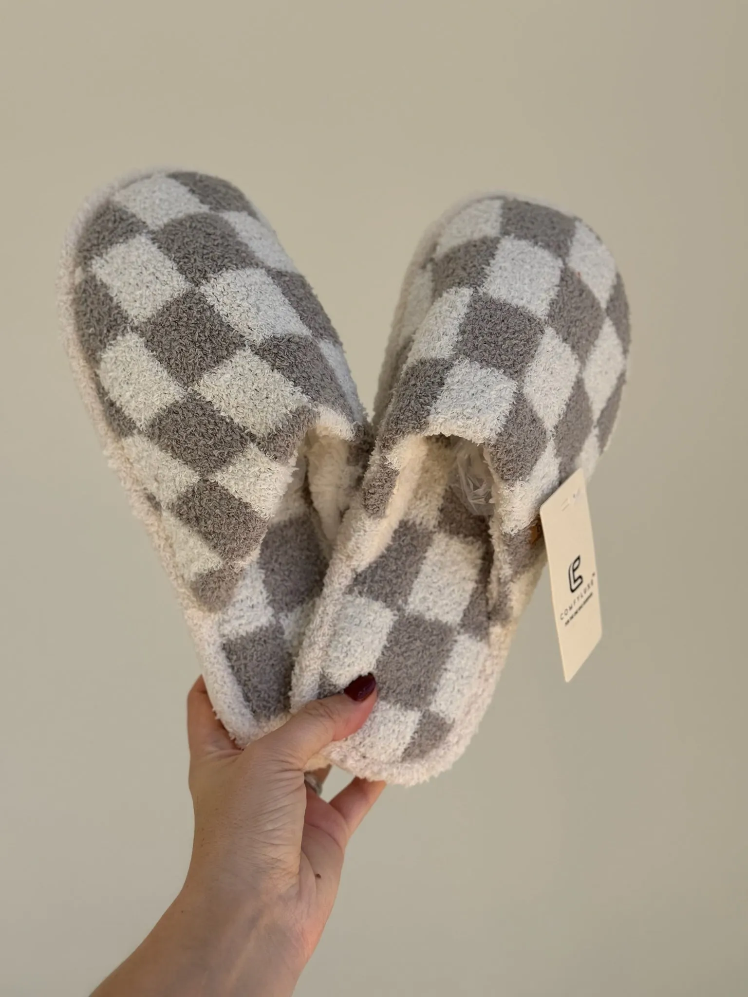 Checkered Slippers  - Grey