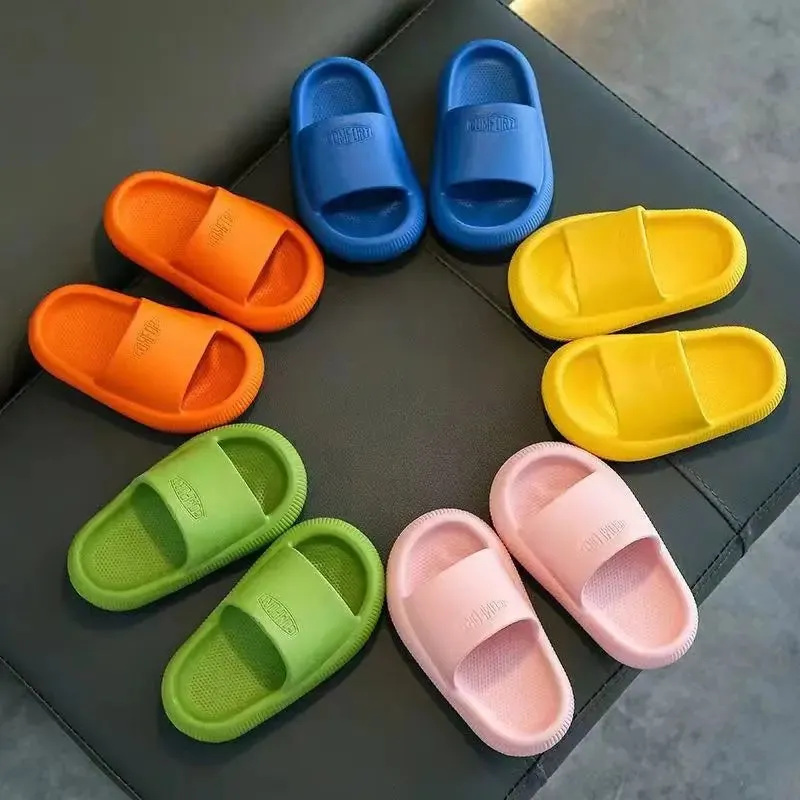 Children Bathroom Slippers Summer Solid Color Anti Slip Soft Sole Kid