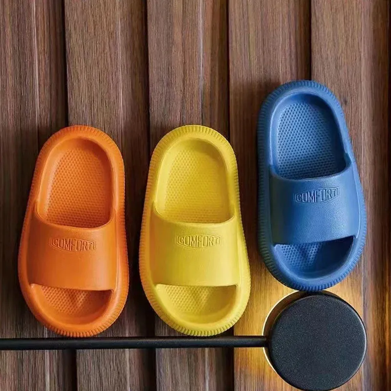 Children Bathroom Slippers Summer Solid Color Anti Slip Soft Sole Kid