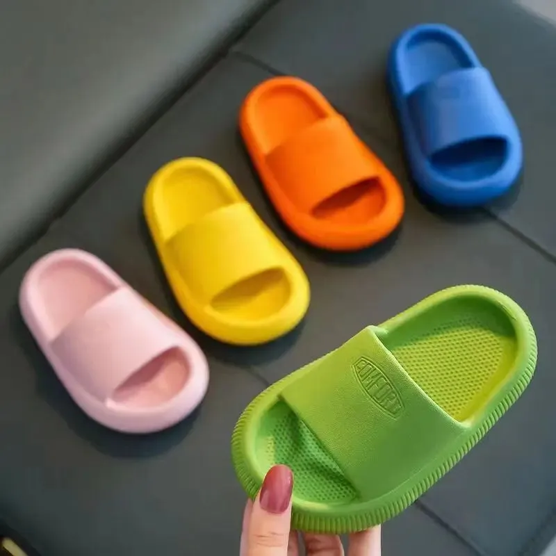 Children Bathroom Slippers Summer Solid Color Anti Slip Soft Sole Kid