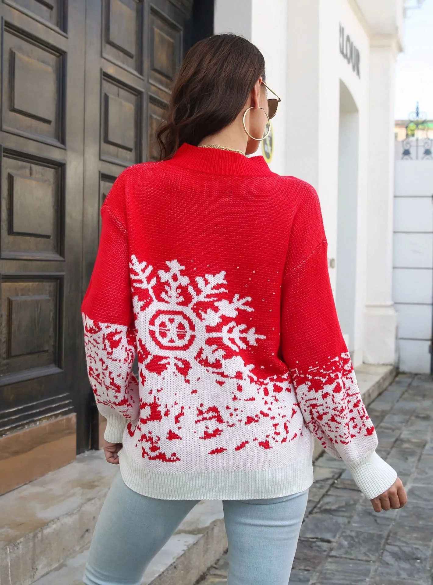 Christmas Lantern Sleeve Loose Sweater