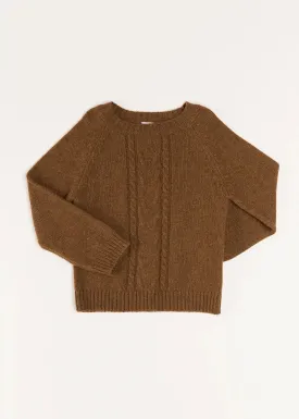 Chunky Cable Knit Crew Neck Jumper in Brown (4-10yrs)