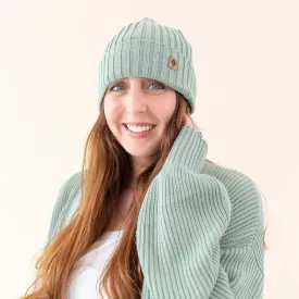 Chunky Knit Adult Ribbed Beanie in Thyme