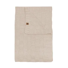 Chunky Knit Basket Weave Toddler Blanket in Almond