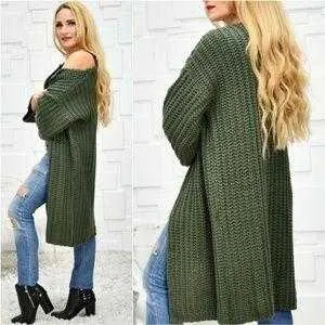 Chunky Knit Green Cardigan