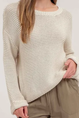 CHUNKY KNIT LONG CUFF SLEEVE PULLOVER SWEATER