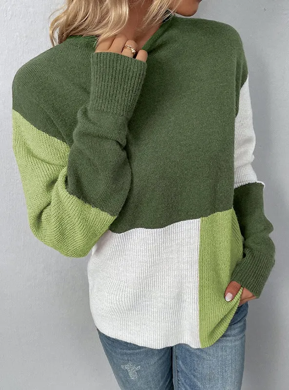 Color Matching Half Turtleneck Sweater