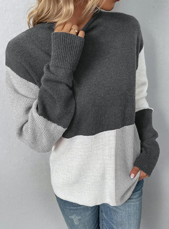 Color Matching Half Turtleneck Sweater