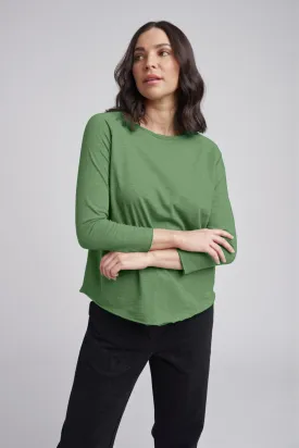 Cotton 3/4 Sleeve Crew Neck Tee Palm Green