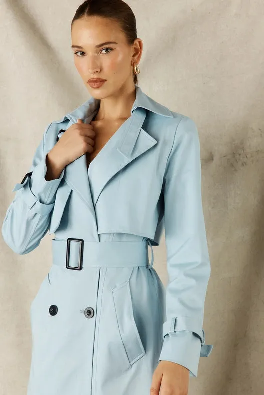 Cotton Trench Coat - Powder Blue