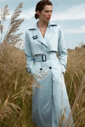 Cotton Trench Coat - Powder Blue