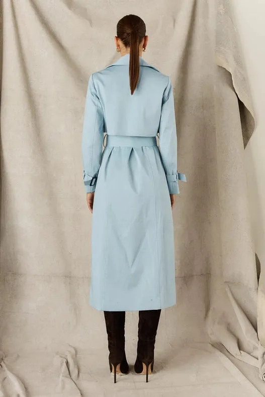 Cotton Trench Coat - Powder Blue