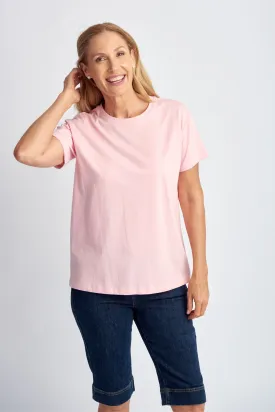 Crew Neck Basic Cotton Tee Tickle Pink