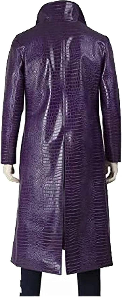 Crocodile Suicide Squad Joker Purple Leather Coat