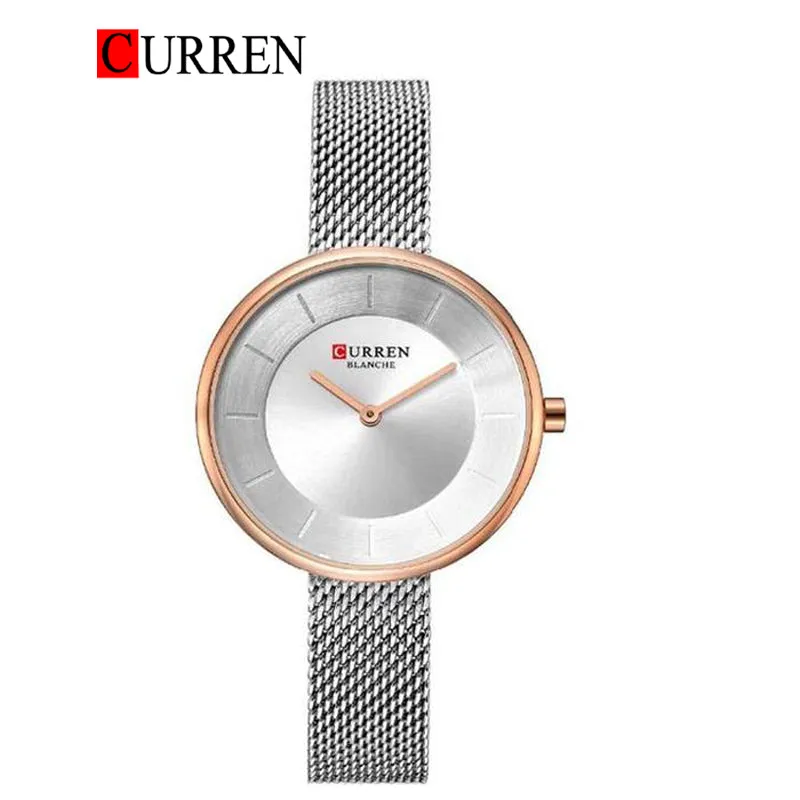 CURREN Original Brand Mesh Band Wrist Watch For Women With Brand (Box & Bag)-9030