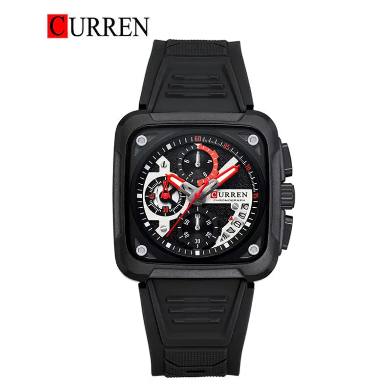 CURREN Original Brand Rubber Straps Wrist Watch For Men With Brand (Box & Bag)-8461