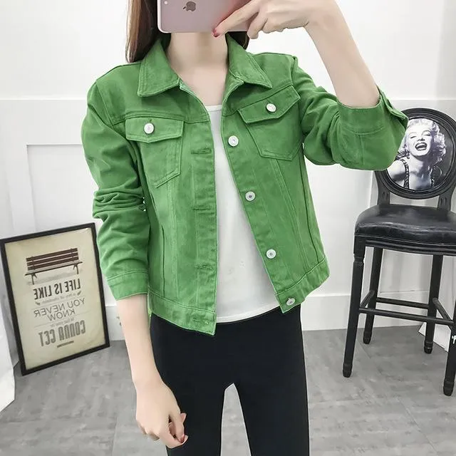 Denim Jacket For Ladies With Collar In Different Colors