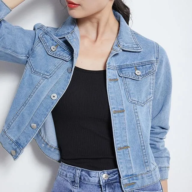 Denim Jacket For Ladies With Collar In Different Colors