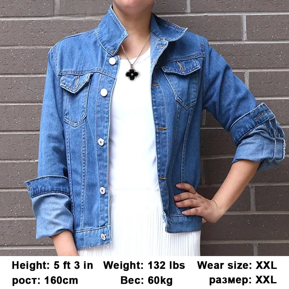 Denim Jacket For Ladies With Collar In Different Colors