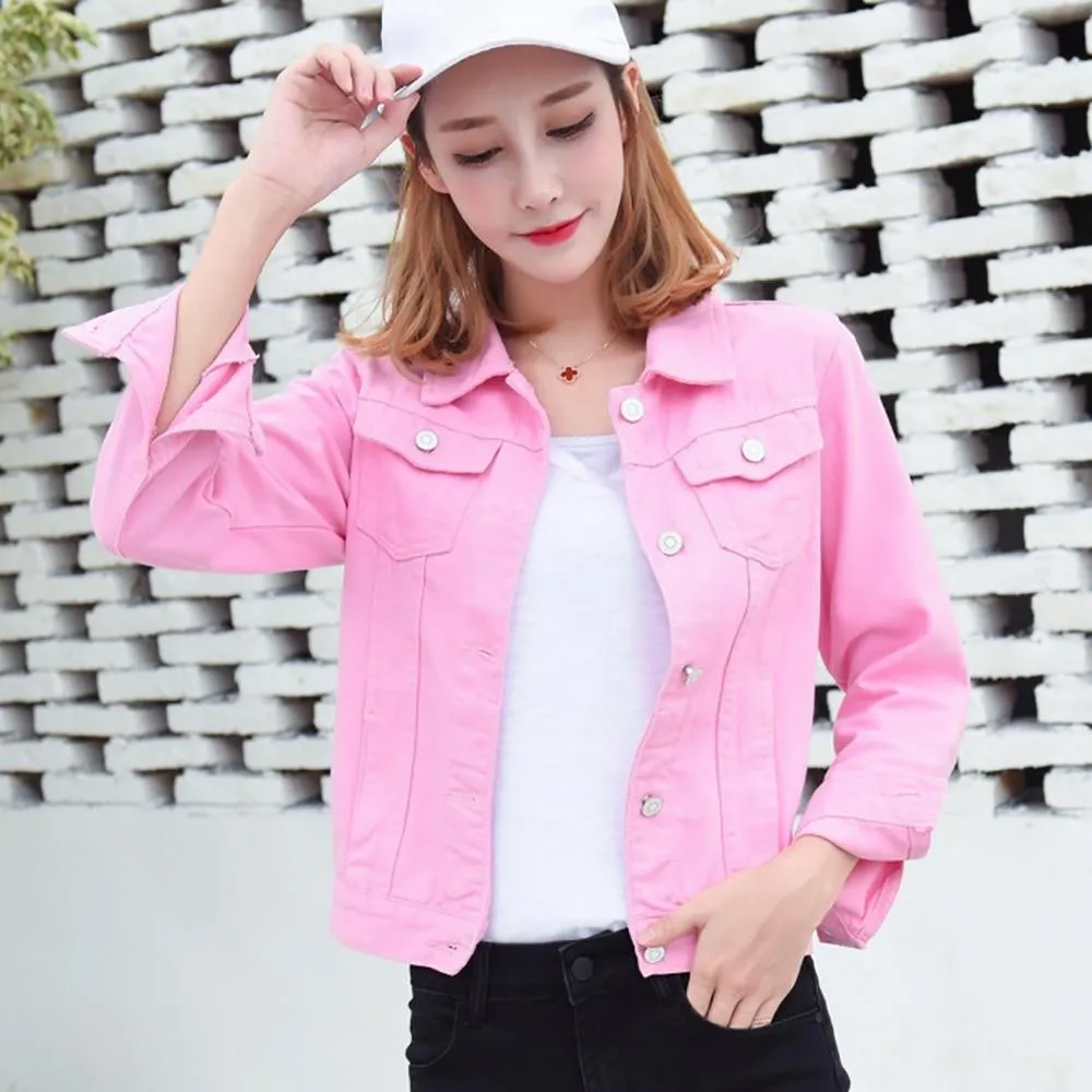 Denim Jacket For Ladies With Collar In Different Colors