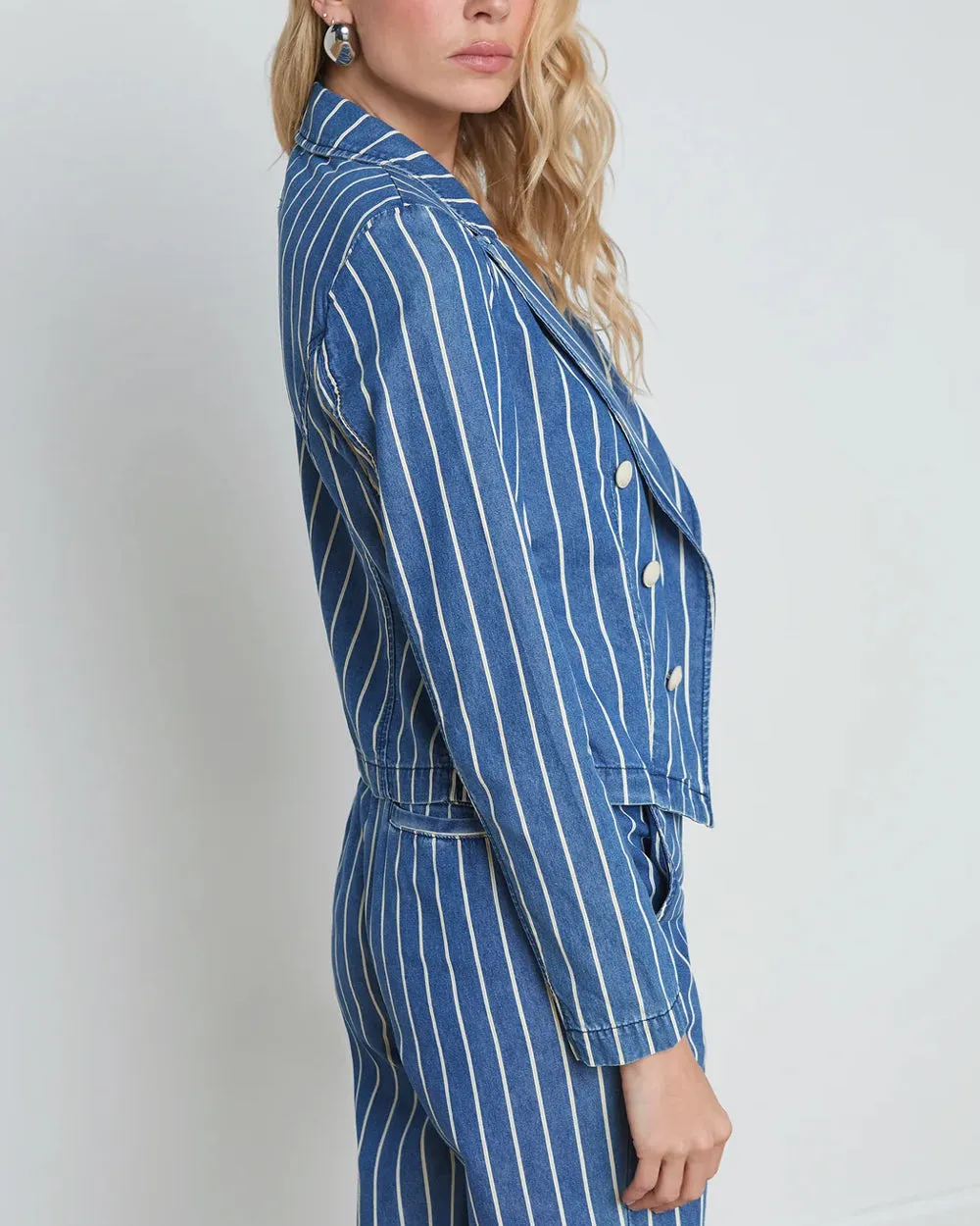 Denim Stripe Wayne Crop Jacket